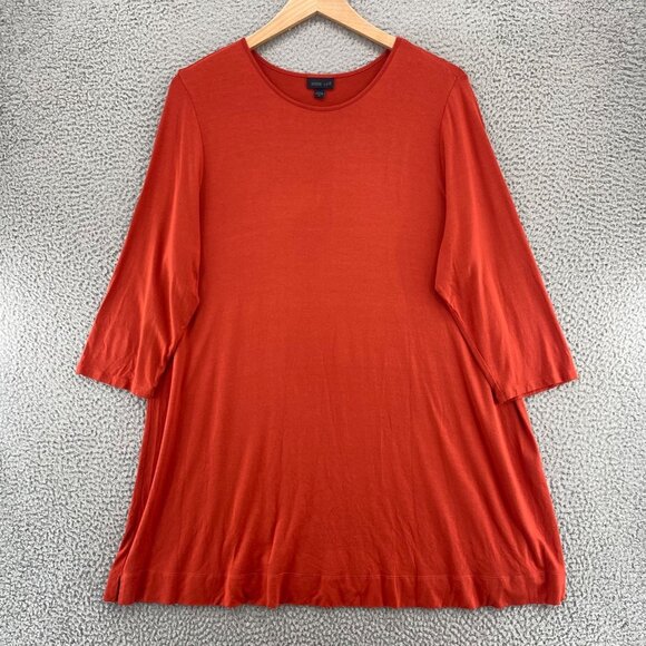 J Jill Top Womens Extra Large Orange Wearever 3/4 Sleeve Stretch Tunic Pullover - Picture 1 of 10